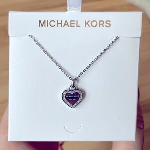 Brand New Michael Kors Heritage Hearts Silver Tone Steel 16” + 2” Necklace